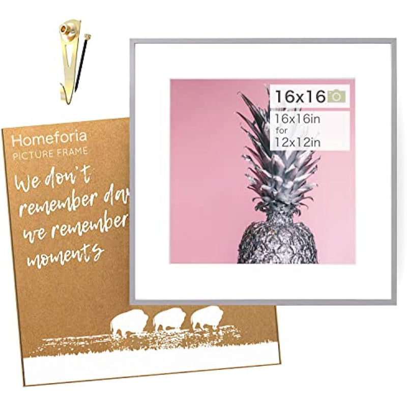 16x16 inch Tempered Glass Square Picture Frame   Wall Hook Included
