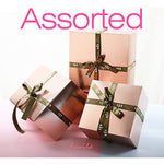 Bridesmaid Gift Boxes with Wrap Bands and Cards (Glossy Rose Gold with Grass Texture)