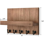 Elegant 5 Sturdy Key Hooks with Wooden Floating Shelf for Exclusive Designer Vintage Decor