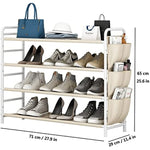 Metal Shoe Shelf Organizer With Side 8 Shoes Pockets