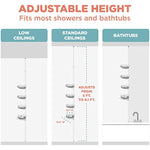 4 Adjustable Shelves with Towel Bar and Hooks with Tension Pole for Bath and Shower Storage