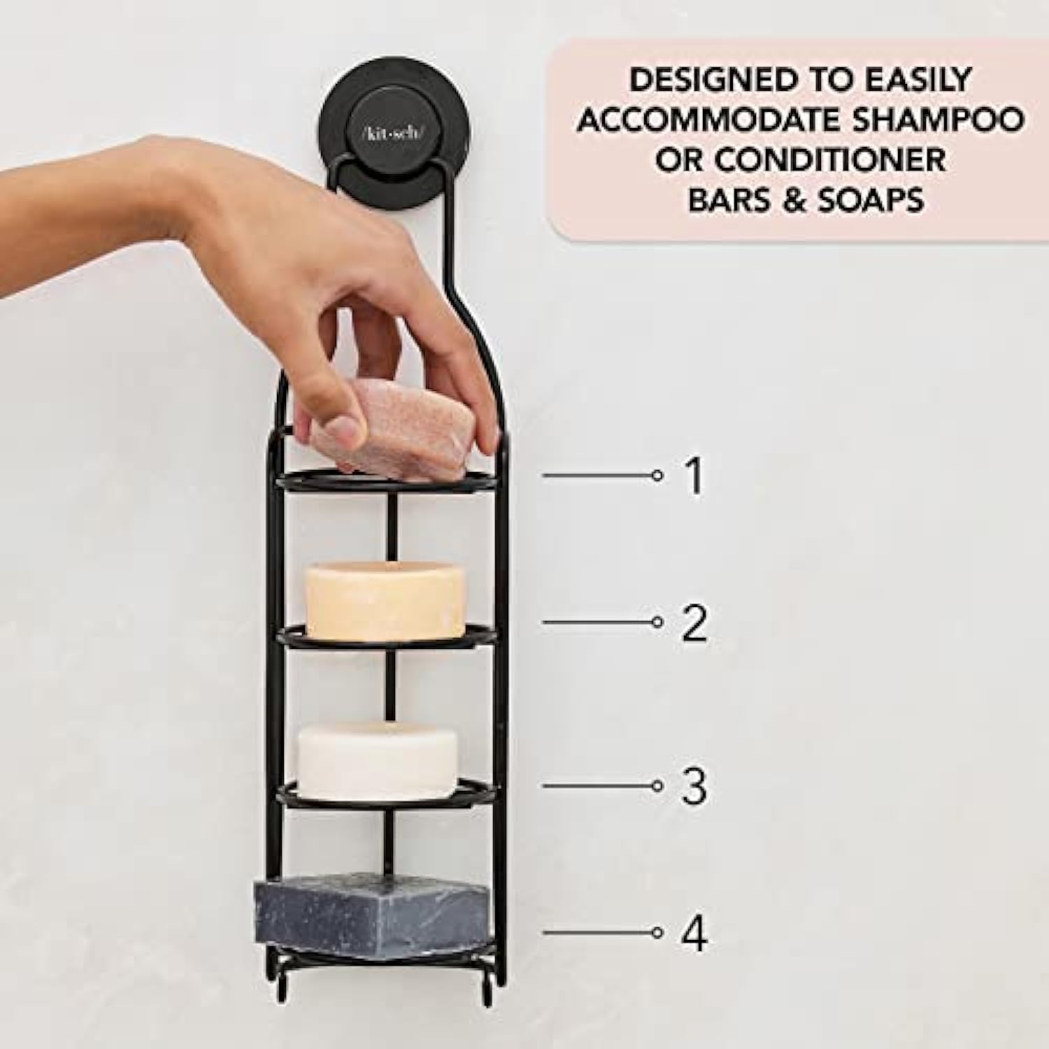 Soap Bar Holder for Shower, 3 Tiers Soap Holder for Bathroom Wall,  Stainless Steel Shampoo Bar Holder with 2 Hooks for Organize Conditioner  Bar