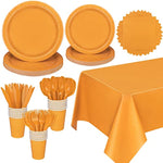 193 Pieces Dinnerware Set Solid Tableware Set Including Disposable Paper Plates Cups Napkins Cutlery Table Cover For Party Supplies