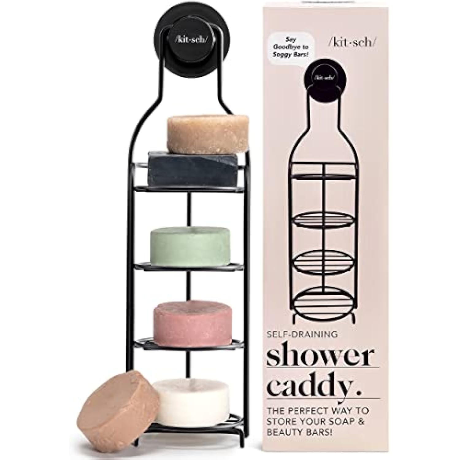 4-Pack Shower Caddy Shelf Organizer Rack with Shower Bar Soap Holder Wall,  Self