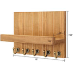 Elegant 5 Sturdy Key Hooks with Wooden Floating Shelf for Exclusive Designer Vintage Decor