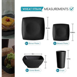 24 Piece Wheat Straw Square Dinnerware Set For 6