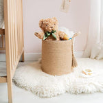 Decorative Rope Basket Wooden Bead Decoration with Handles