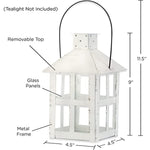 White Vintage Distressed Rustic Candle Holder Decorative Lantern 6 Inch