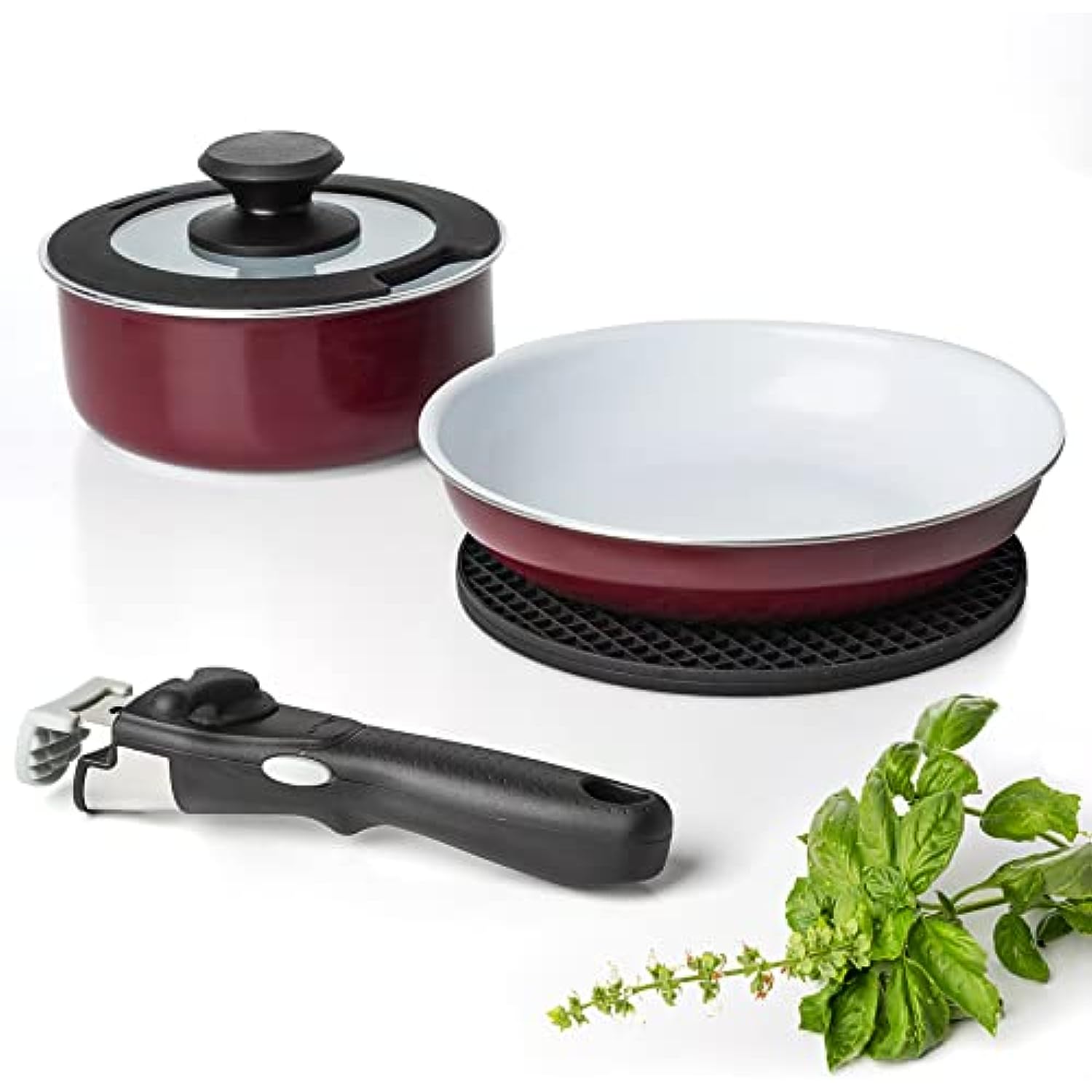 Pots and Pans with Removable Handle, Cookware Set with Ceramic