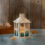 White Vintage Distressed Rustic Candle Holder Decorative Lantern 6 Inch