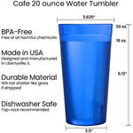 Cafe 20 Ounce Plastic Restaurant Style Lightweight Stackable Beverage Tumblers