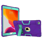 For Ipad 8Th Generation Case 2020 10 2 Inch Ipad 7Th Generation Case For Kids Rugged Kickstand Series Shockproof Heavy Duty Hybrid Three Layer Armor Defender Case Purple Teal