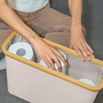 Bamboo Toilet Paper Holder Basket for Bathroom