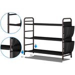 Metal Shoe Shelf Organizer With Side 8 Shoes Pockets