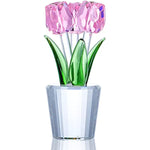 Pink Crystal Tulips Flower Figurines