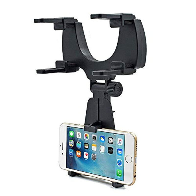 Universal Adjustable Car Rearview Mirror Mount Stand Holder Cradle For Cell Phone Iphone 12 Max Gps Snap On Mobile Phone Holder Truck Auto Bracket Holder Cradle Telescopic Navigation Bracket