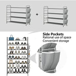 Metal Shoe Shelf Organizer With Side 8 Shoes Pockets