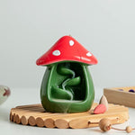 Cute Mushroom Incense Holder with 60 Incense Cones