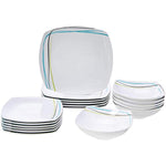 18 Piece Kitchen Dinnerware Set Square Plates Bowls