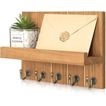 Elegant 5 Sturdy Key Hooks with Wooden Floating Shelf for Exclusive Designer Vintage Decor