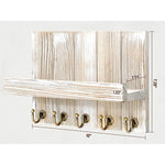 Elegant 5 Sturdy Key Hooks with Wooden Floating Shelf for Exclusive Designer Vintage Decor