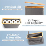 Bamboo Toilet Paper Holder Basket for Bathroom