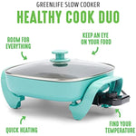Healthy Ceramic Nonstick 12 5Qt Square Electric Skillet With Glass Lid