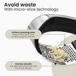 Garlic Press Stainless Steel With Free Silicone Garlic Peeler And Cleaning Brush