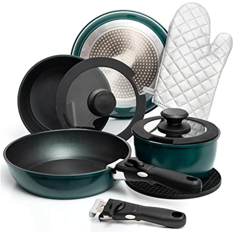 Removable Handle Cookware Induction Stackable Pots And Pans Set