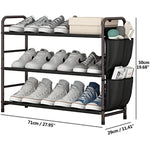 Metal Shoe Shelf Organizer With Side 8 Shoes Pockets