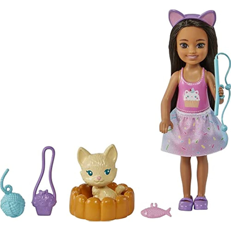 Brunette Doll With Removable Sprinkle Print Skirt Kitten Pet Bed More