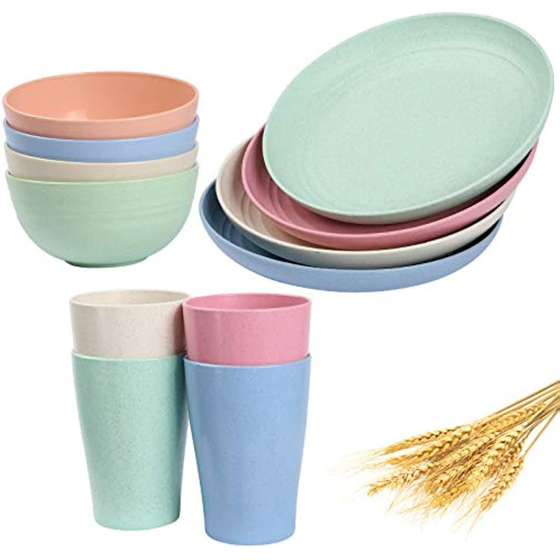 Multi Color Unbreakable Microwave Safe Lightweight Bowls Cups Plates Set Reusable