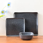 Square Stoneware Dinnerware Set 24 Piece Service For 8