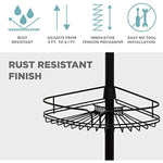 4 Adjustable Shelves with Towel Bar and Hooks with Tension Pole for Bath and Shower Storage