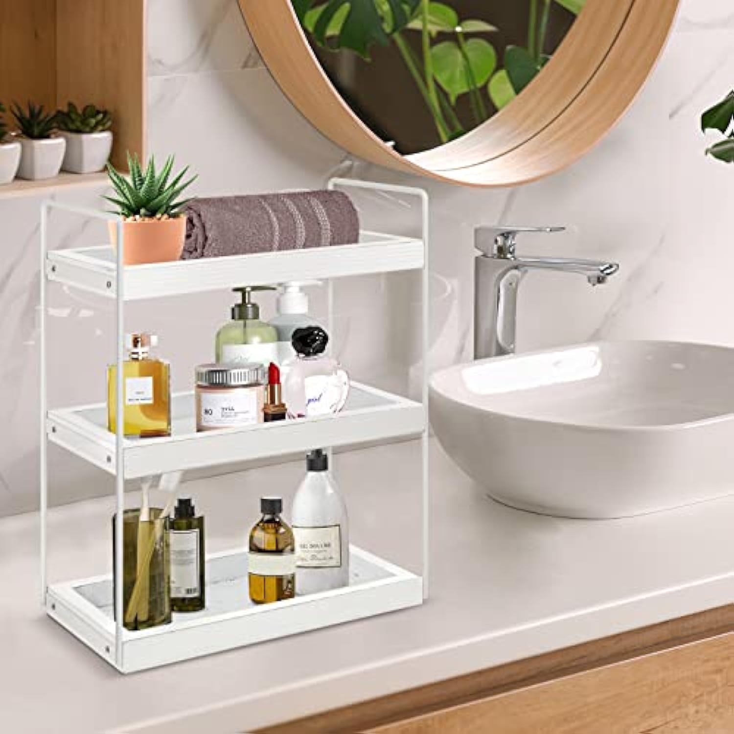 1PCS Bathroom Counter Organizer, Counter Standing Rack Cosmetic Holder,  Bathroom Countertop Organizer and Storage Shelf, Vanity Organizer Bathroom  Counter Tray and Coffee Station Organizer