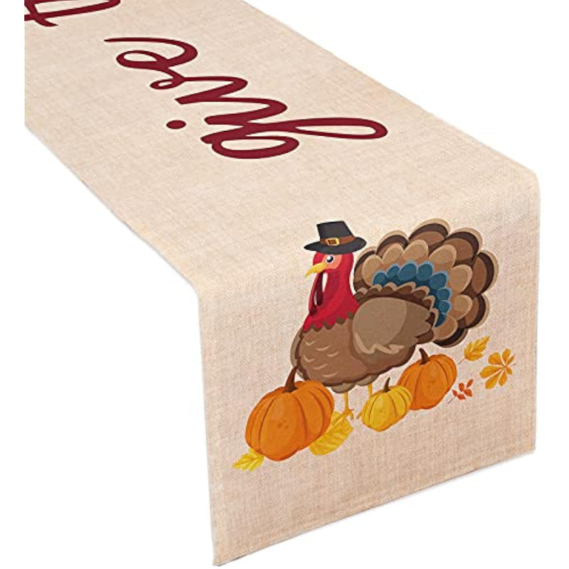 Pumpkin Turkey Thanksgiving Burlap Table Runners