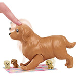 Blonde Doll With Mommy Dog 3 Newborn Puppies With Color Change Feature And Pet Accessories