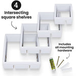 4 Cube Intersecting Shelves Easy To Assemble Floating Wall Mount