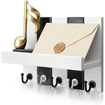 Elegant 5 Sturdy Key Hooks with Wooden Floating Shelf for Exclusive Designer Vintage Decor