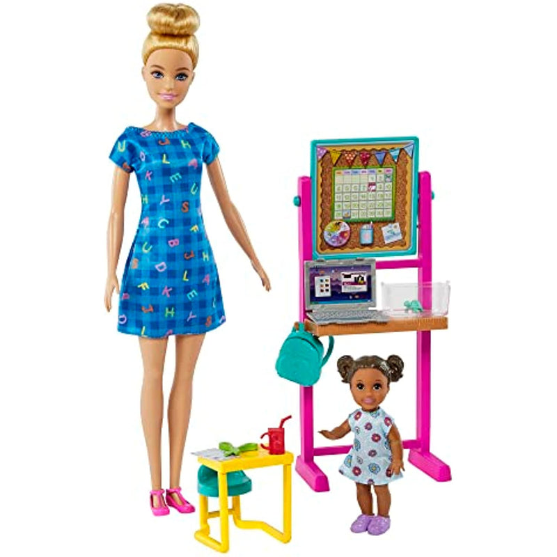 Teacher Theme With Blonde Fashion Doll 1 Brunette Toddler Doll Furniture Accessories