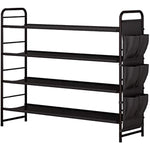 Metal Shoe Shelf Organizer With Side 8 Shoes Pockets