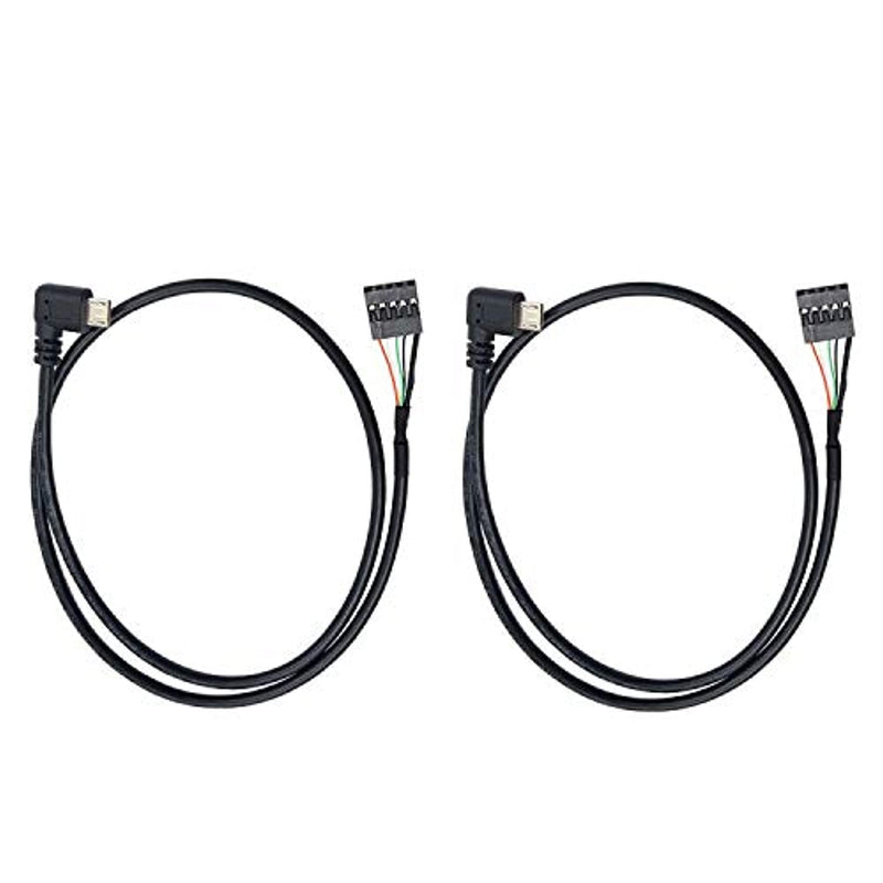 Duttek 2 Pack 50Cm 90 Degree Right Angle Micro Usb Male To 5 Pin Motherboard Female Adapter Dupont Extended Cablemicro Usb M 5Pin