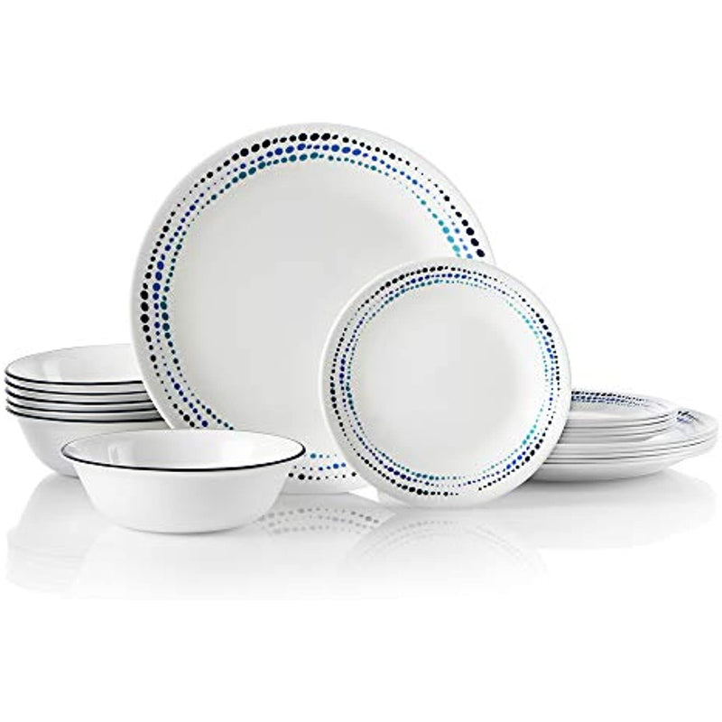 Triple Layer Glass And Chip Resistant Lightweight Round Plates And Bowls Set 18 Piece Service For 6 Dinnerware Set