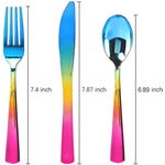 120Pcs Rainbow Plastic Cutlery Silverware