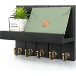 Elegant 5 Sturdy Key Hooks with Wooden Floating Shelf for Exclusive Designer Vintage Decor