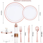 350 Pcs Dinnerware Disposable Rose Gold Dot Plates
