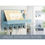 Elegant 5 Sturdy Key Hooks with Wooden Floating Shelf for Exclusive Designer Vintage Decor
