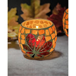 osaic Glass tealight Holders with Maple Leave for Halloween & Thanksgiving Party Decorations
