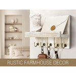 Elegant 5 Sturdy Key Hooks with Wooden Floating Shelf for Exclusive Designer Vintage Decor
