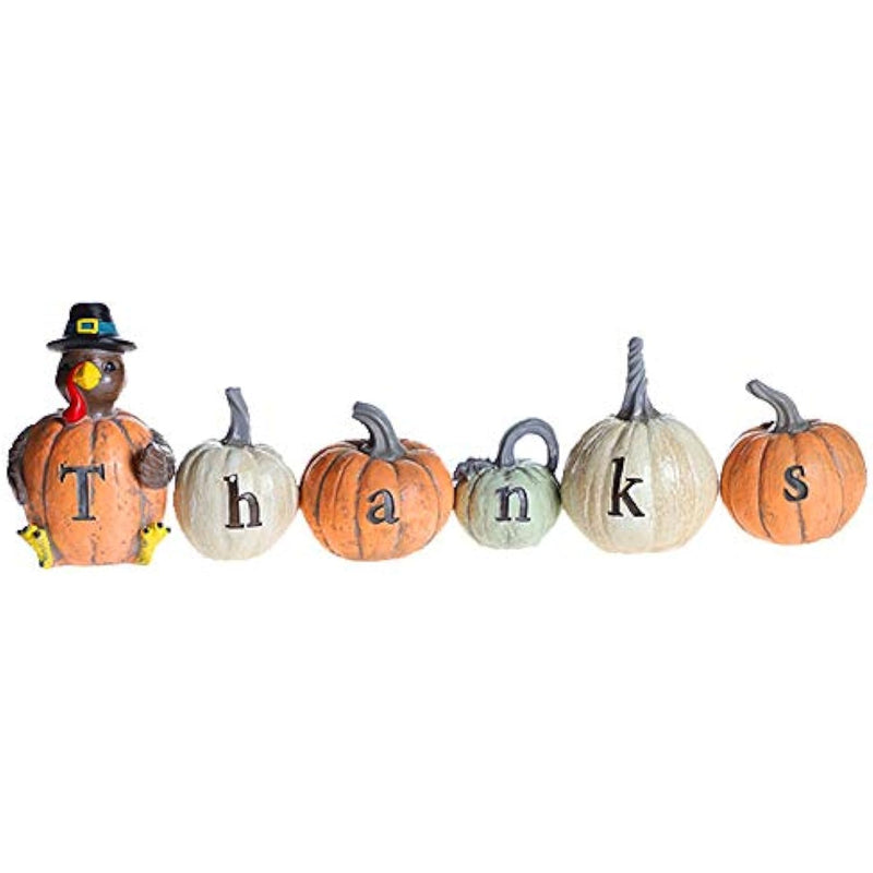 Set of 6 Tabletop Hand-Painted Resin Pumpkin Figurines Thanksgiving Decor for Living Room